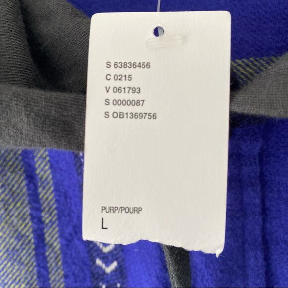 Without Walls Ikat Purple Plaid Flannel Hooded Overshirt NWTs size Large - Picture 11 of 13